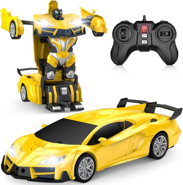 Remote Control Car，Transform Robot RC Cars with Cool LED Headlights